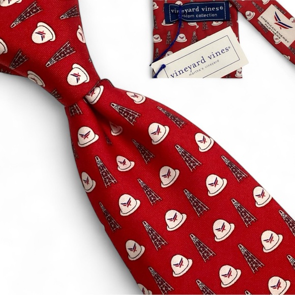 Vineyard Vines Other - NWT Vineyard Vines Red Custom AEP Oilfield Hard Hat Novelty Corporate Silk Tie